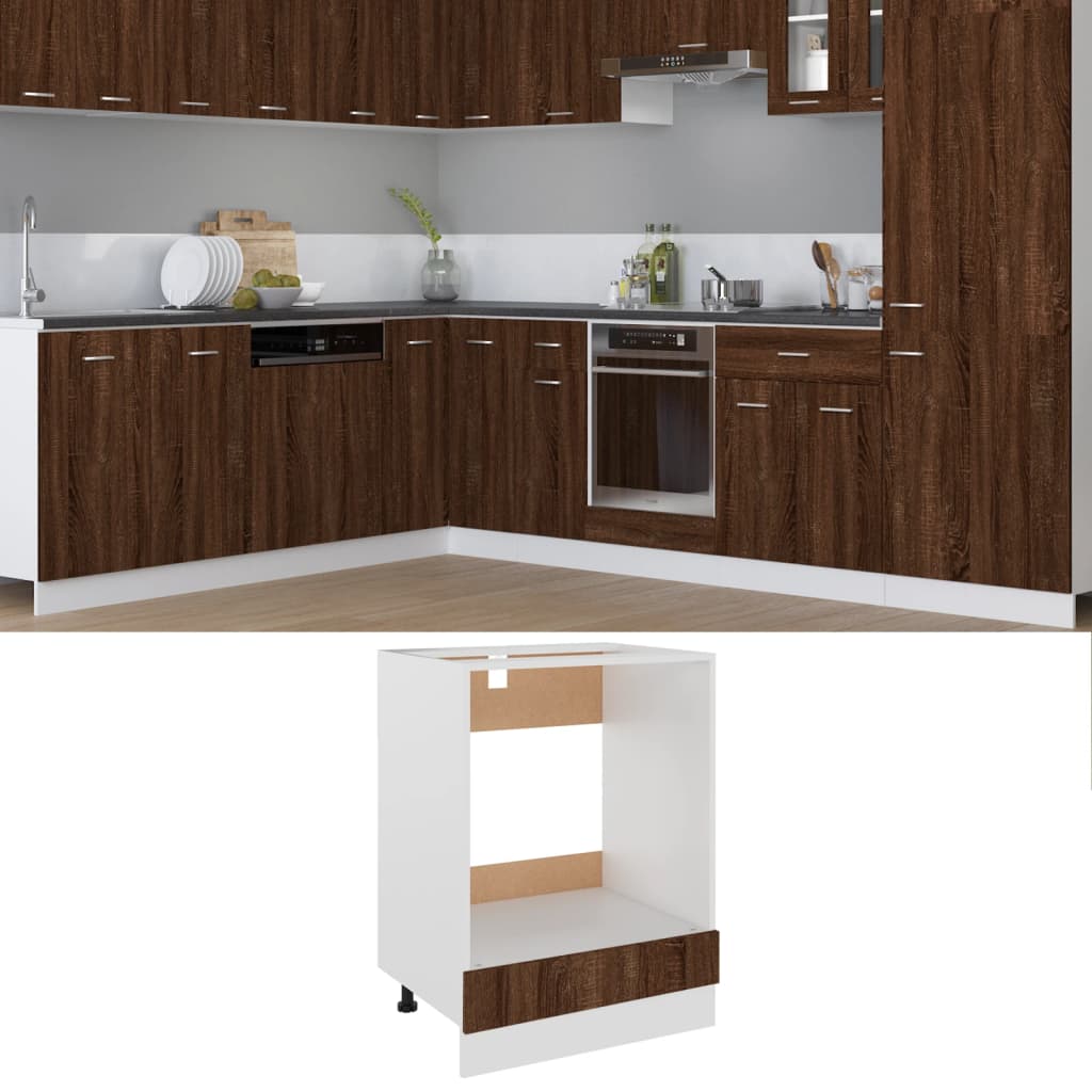 Oven Cabinet Lyon Brown Oak 60x46x81.5 cm Engineered Wood