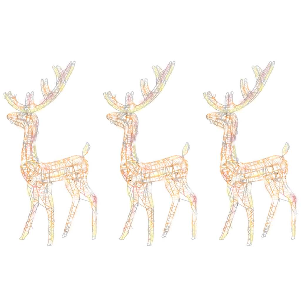Acrylic Reindeer Christmas Decorations 3 pcs 120cm Multicolour