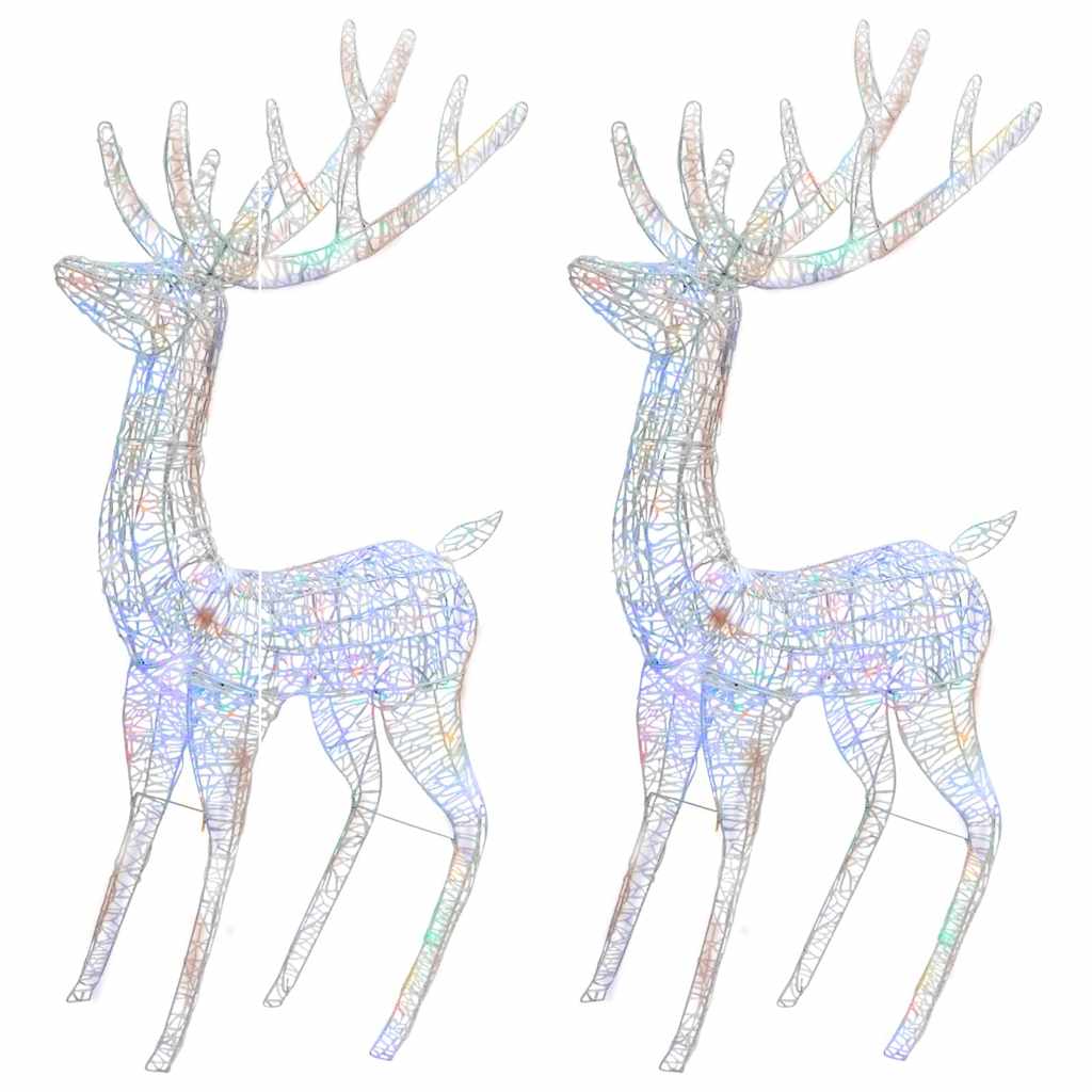 XXL Acrylic Christmas Reindeers 250 LED 2 pcs 180 cm Multicolour