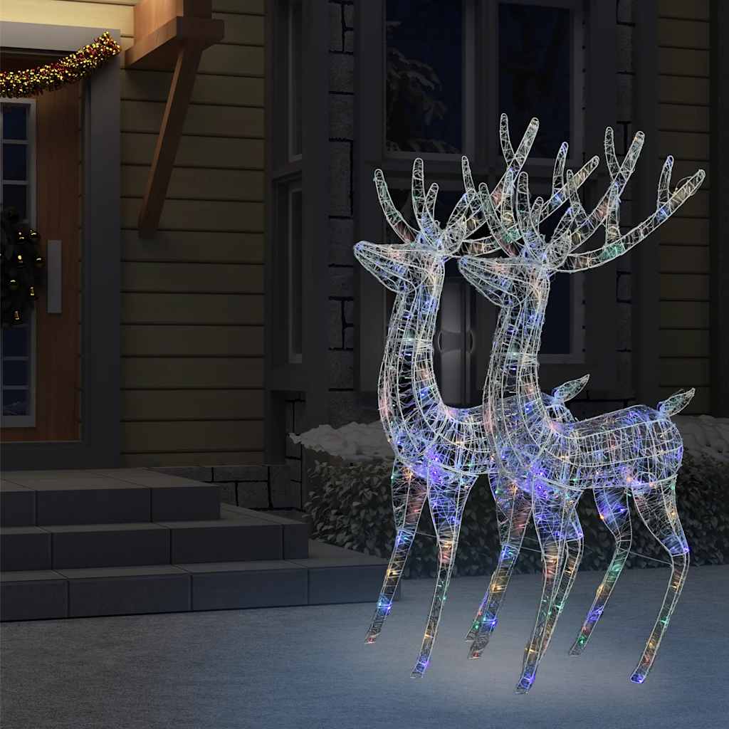 XXL Acrylic Christmas Reindeers 250 LED 2 pcs 180 cm Multicolour