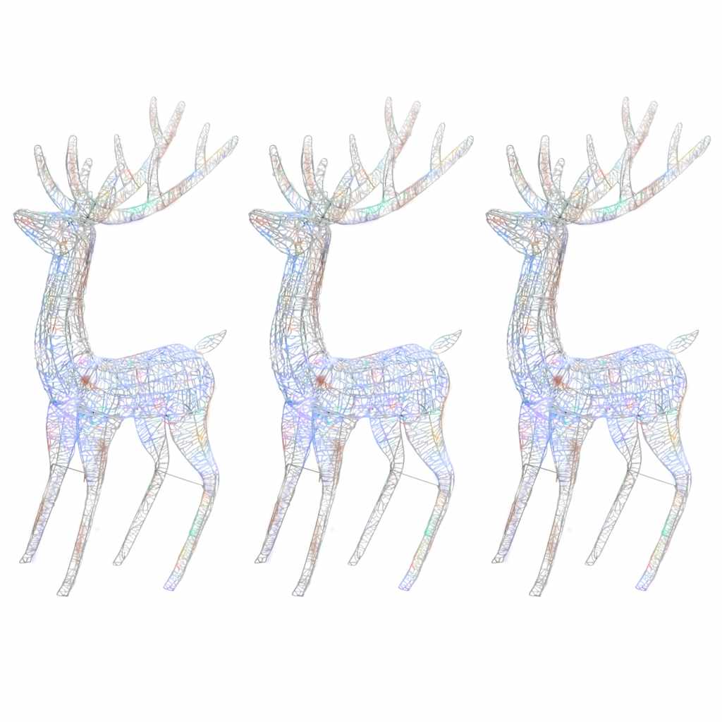 XXL Acrylic Christmas Reindeers 250 LED 3 pcs 180 cm Multicolour