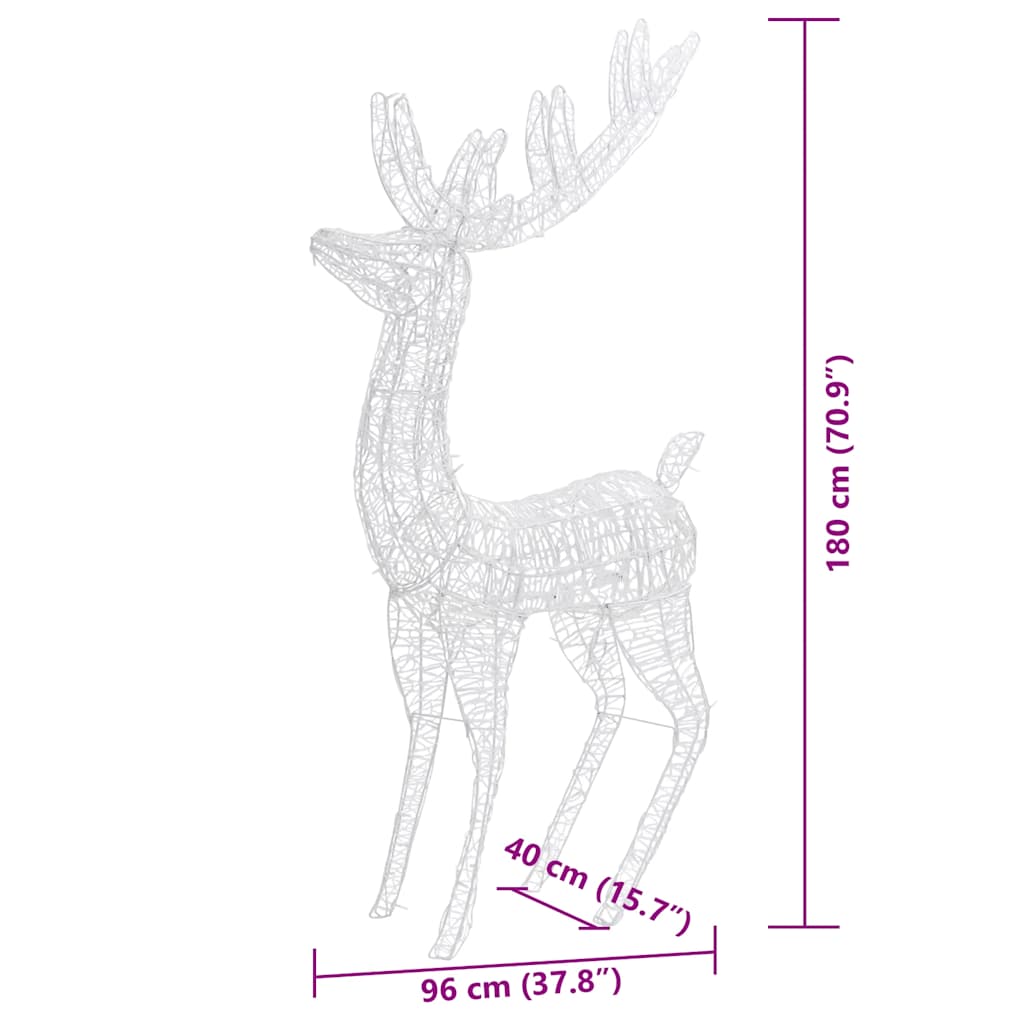XXL Acrylic Christmas Reindeers 250 LED 3 pcs 180 cm Multicolour