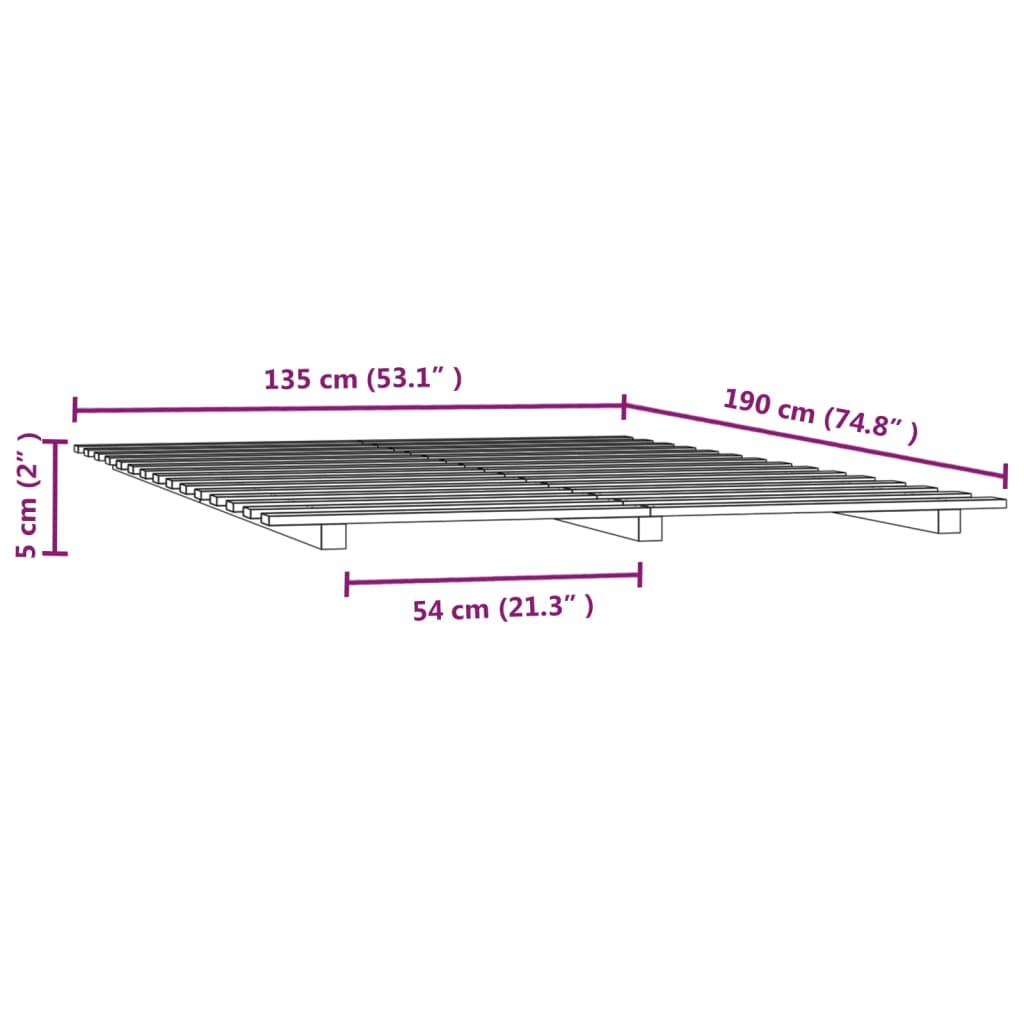 Bed Frame without Mattress 135x190 cm Double Solid Wood Pine