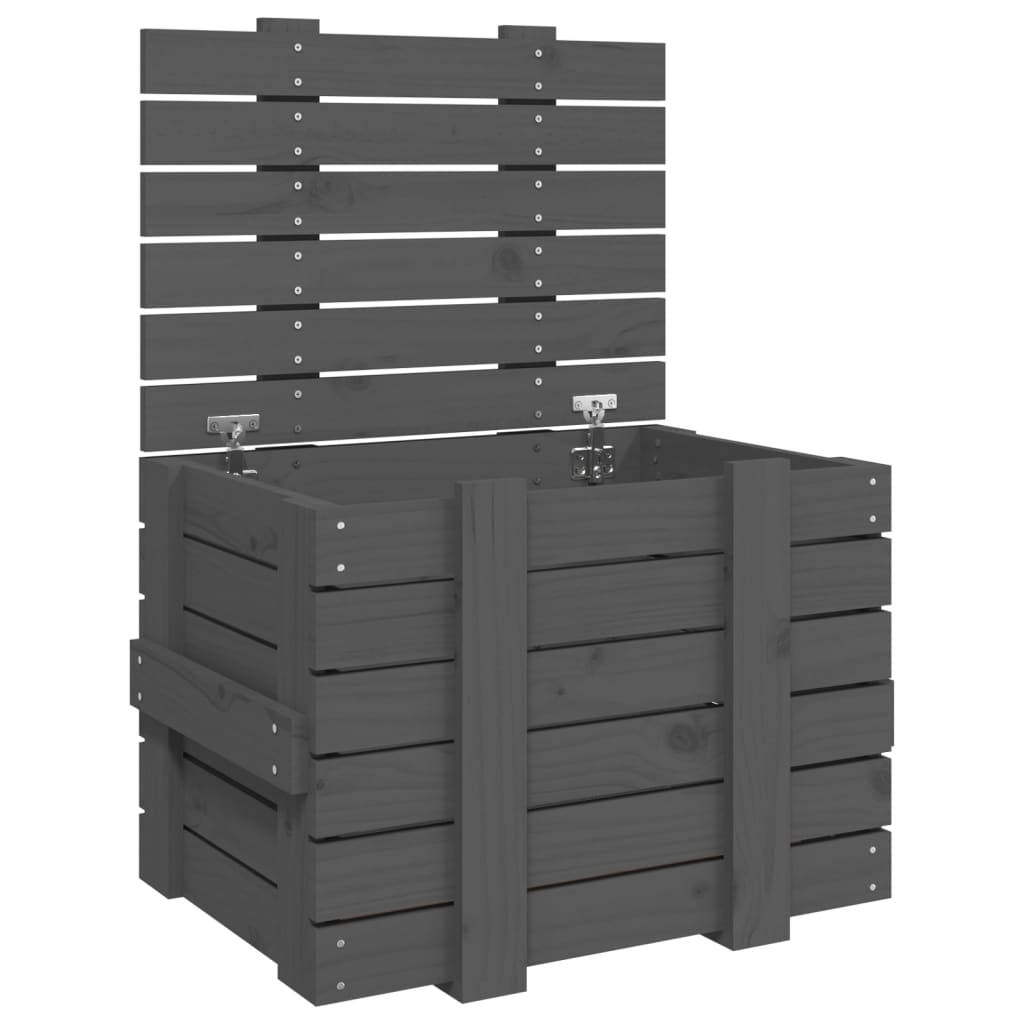 Storage Box Grey 58x40.5x42 cm Solid Wood Pine