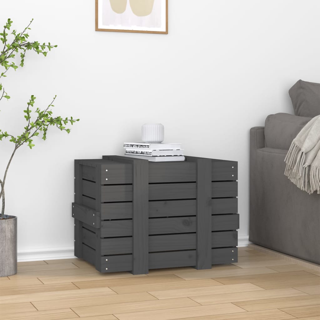 Storage Box Grey 58x40.5x42 cm Solid Wood Pine