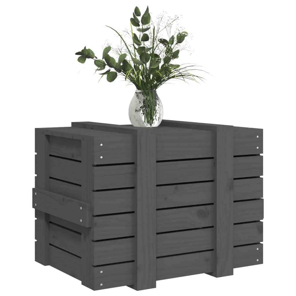 Storage Box Grey 58x40.5x42 cm Solid Wood Pine