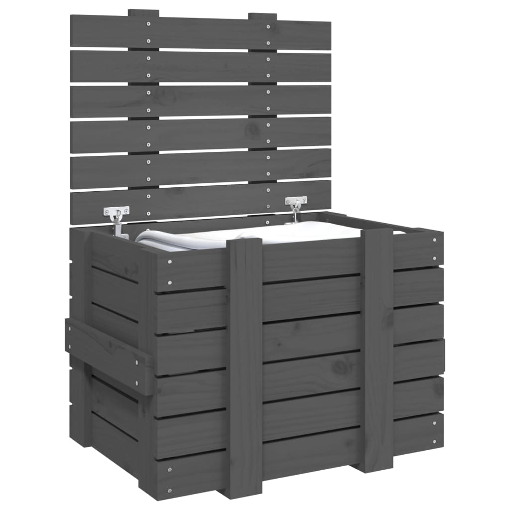 Storage Box Grey 58x40.5x42 cm Solid Wood Pine