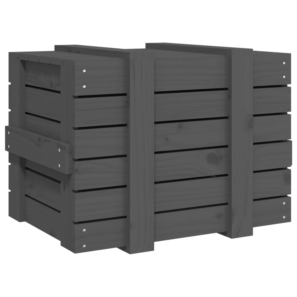 Storage Box Grey 58x40.5x42 cm Solid Wood Pine