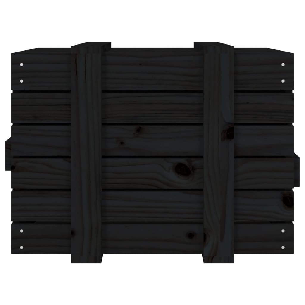 Storage Box Black 58x40.5x42 cm Solid Wood Pine