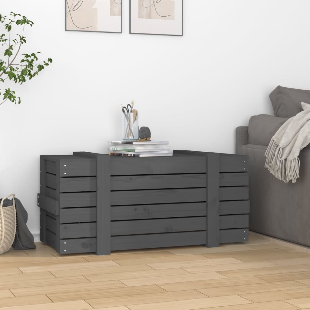 Storage Box Grey 91x40.5x42 cm Solid Wood Pine