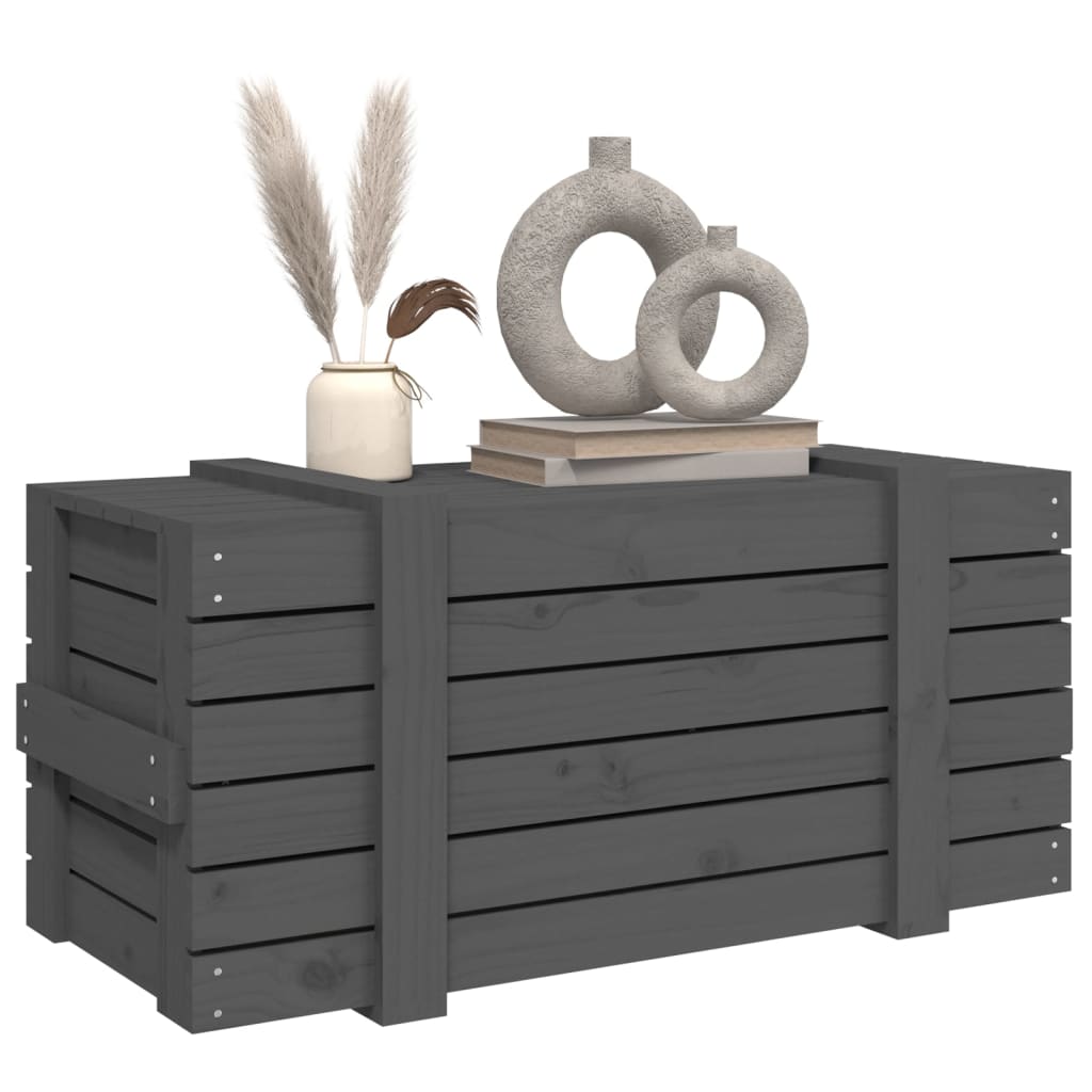 Storage Box Grey 91x40.5x42 cm Solid Wood Pine