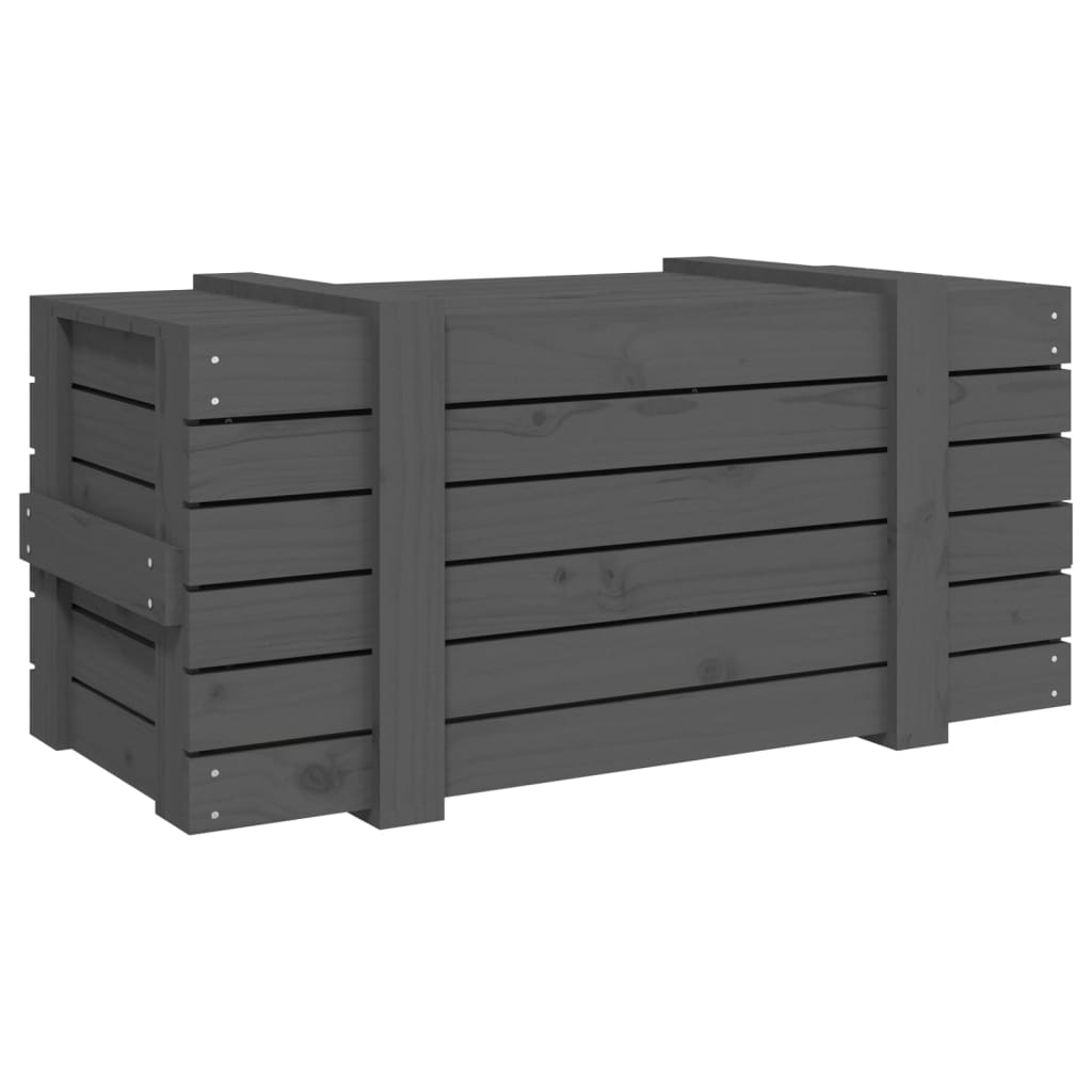 Storage Box Grey 91x40.5x42 cm Solid Wood Pine