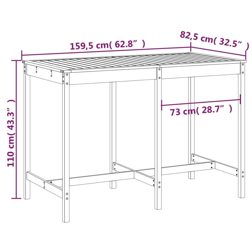 Garden Table 159.5x82.5x110 cm Solid Wood Douglas