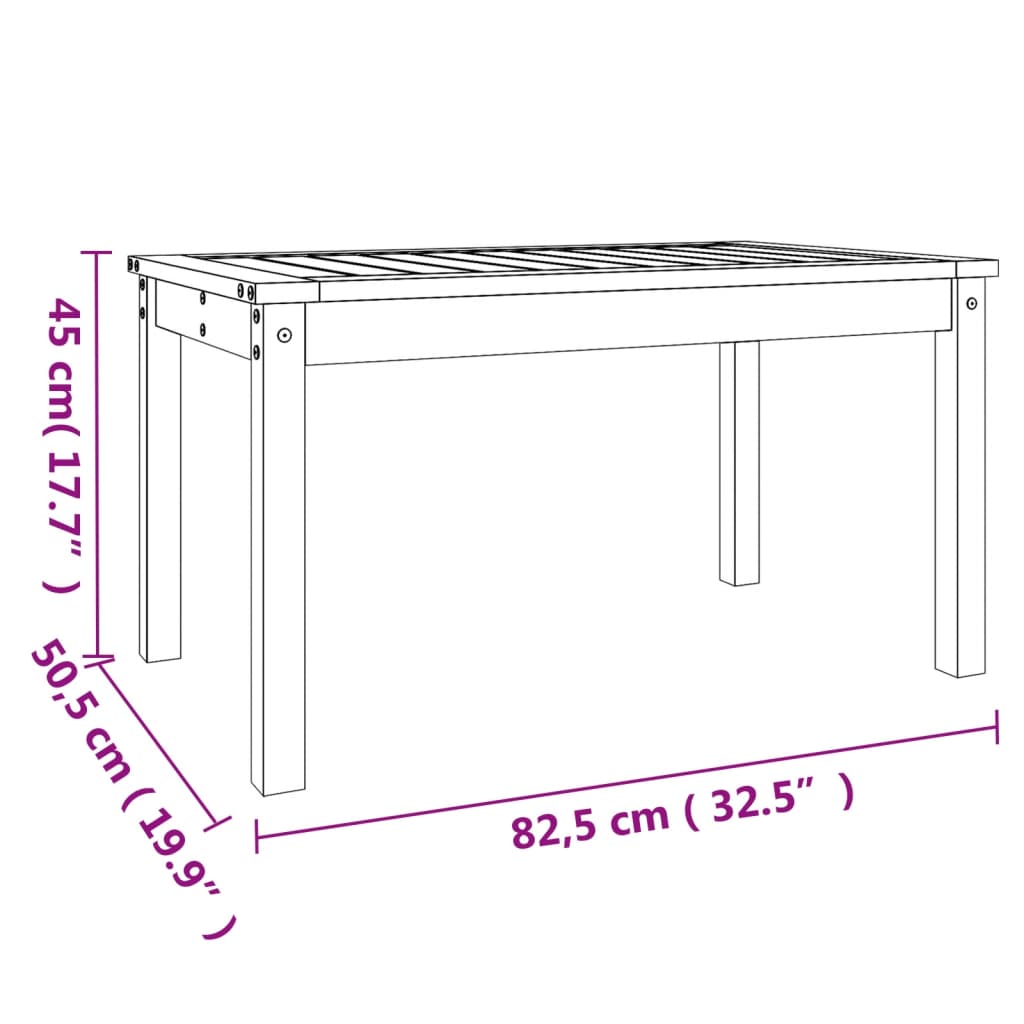 Garden Table 82.5x50.5x45 cm Solid Wood Douglas