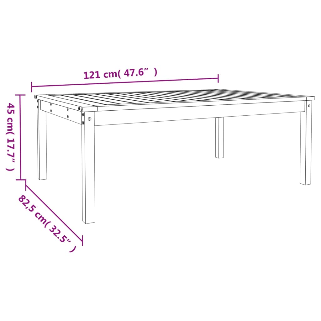 Garden Table 121x82.5x45 cm Solid Wood Douglas