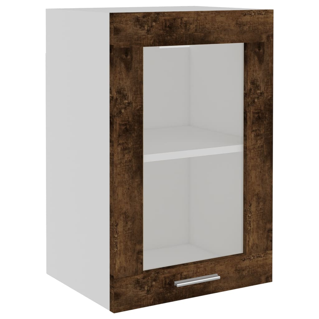 Hanging Glass Cabinet Lyon Smoked Oak 40x31x60 cm Engineered Wood