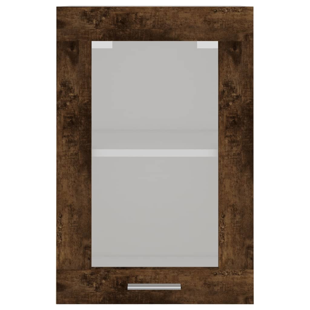 Hanging Glass Cabinet Lyon Smoked Oak 40x31x60 cm Engineered Wood