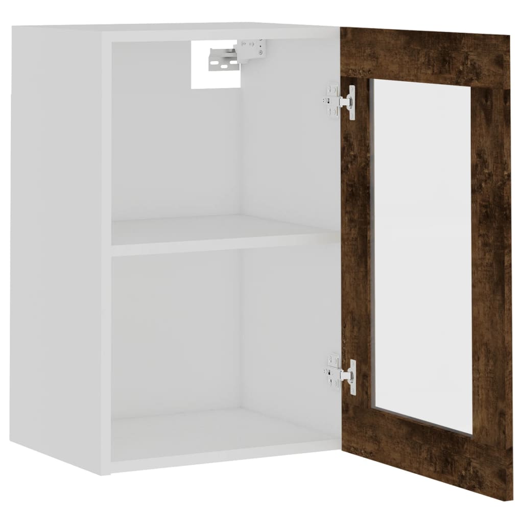 Hanging Glass Cabinet Lyon Smoked Oak 40x31x60 cm Engineered Wood