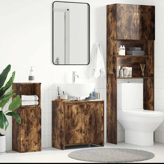 Bathroom Cabinet Smoked Oak 60x33x61 cm Engineered Wood