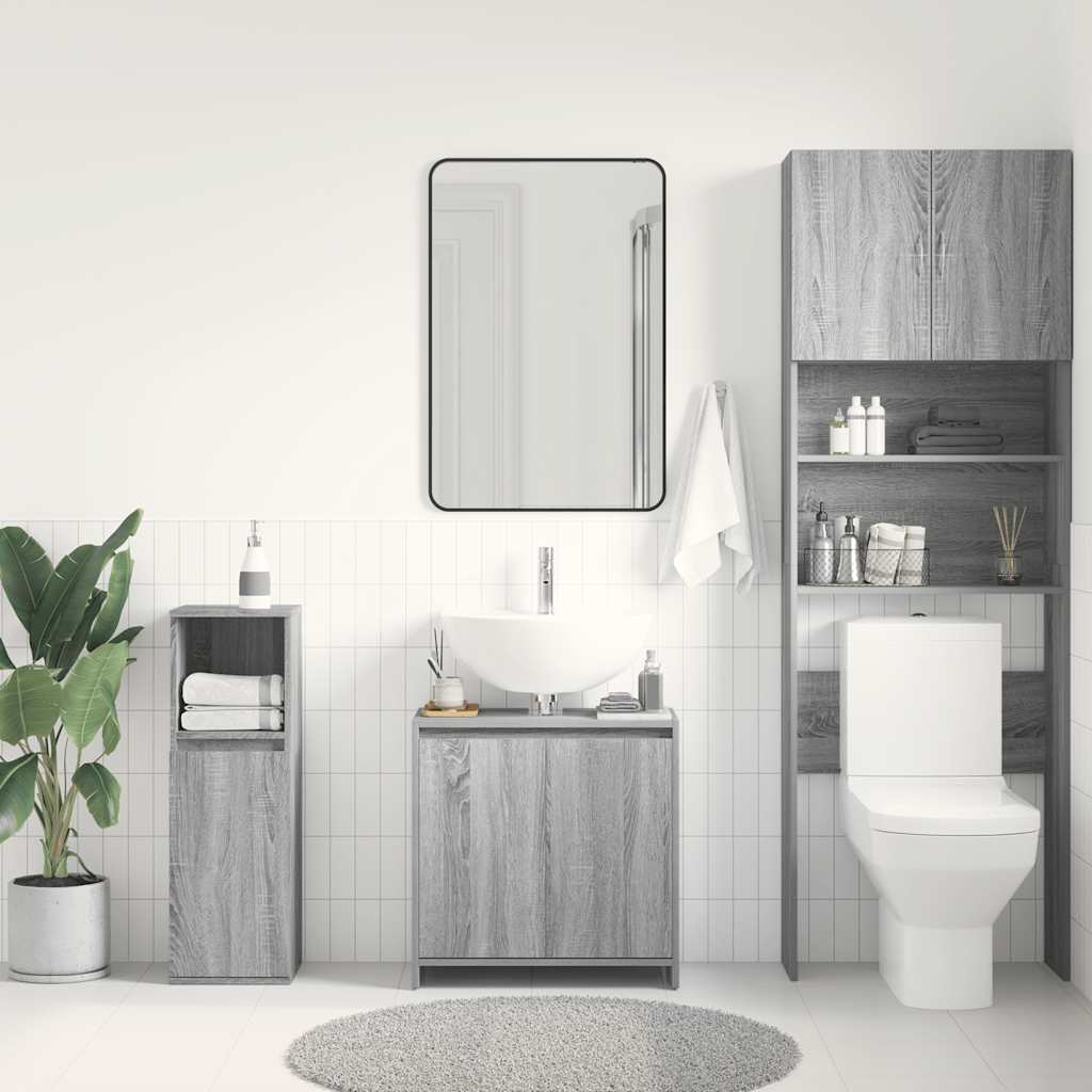 Bathroom Cabinet Grey Sonoma 60x33x61 cm Engineered Wood