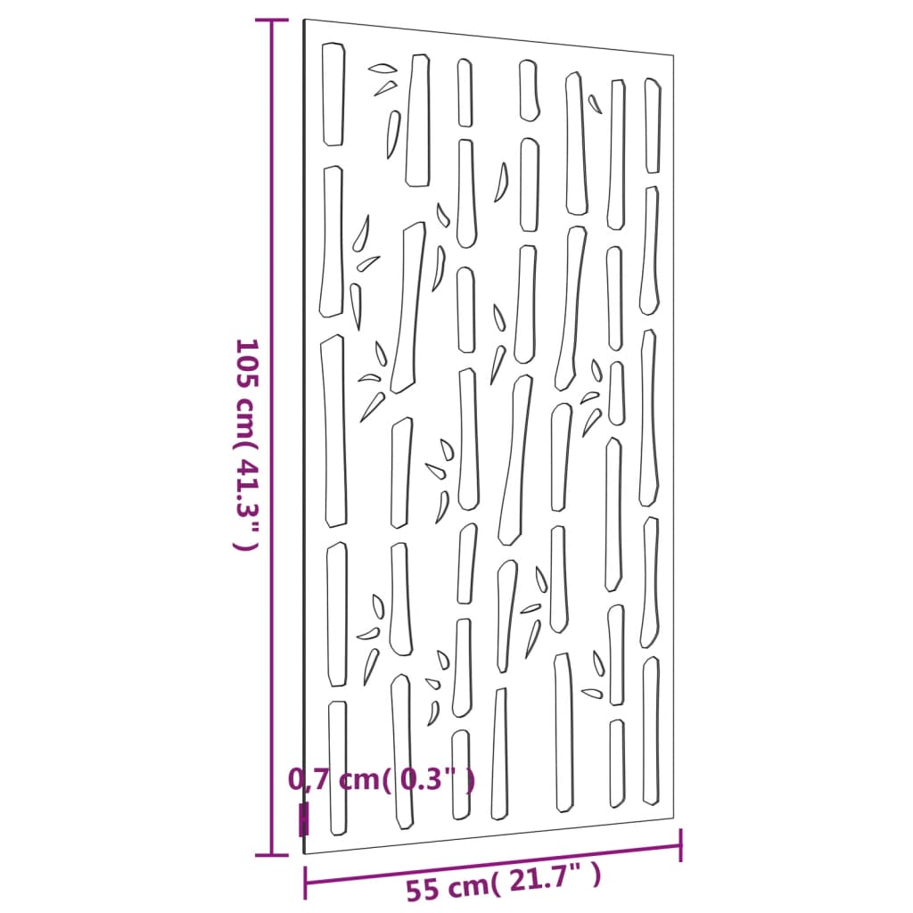 Garden Wall Decoration 105x55 cm Corten Steel Bamboo Design