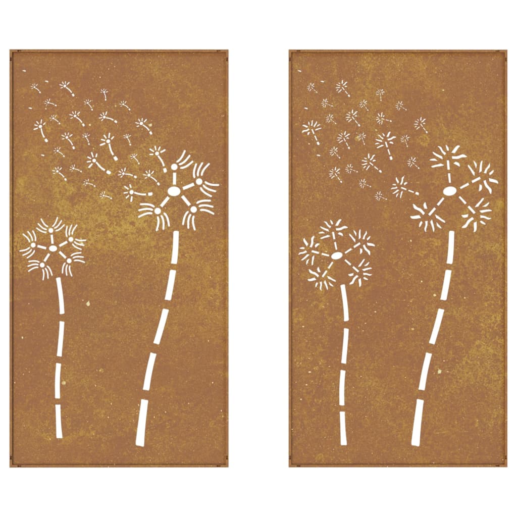 Garden Wall Decorations 2pcs 105x55cm Corten Steel Flower Design