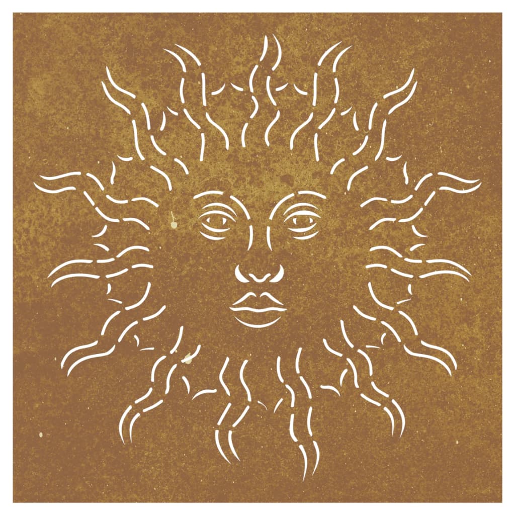 Garden Wall Decoration 55x55 cm Corten Steel Sun Design