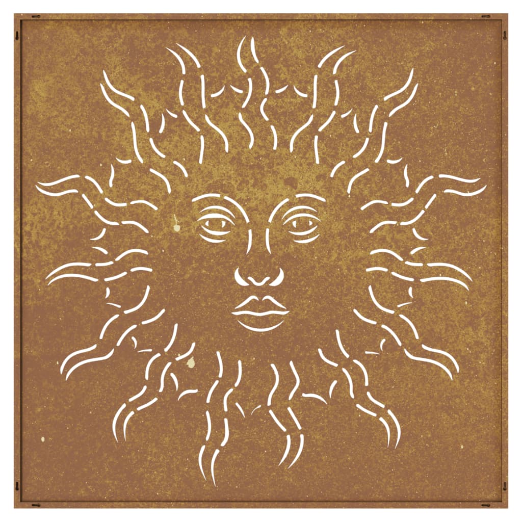 Garden Wall Decoration 55x55 cm Corten Steel Sun Design