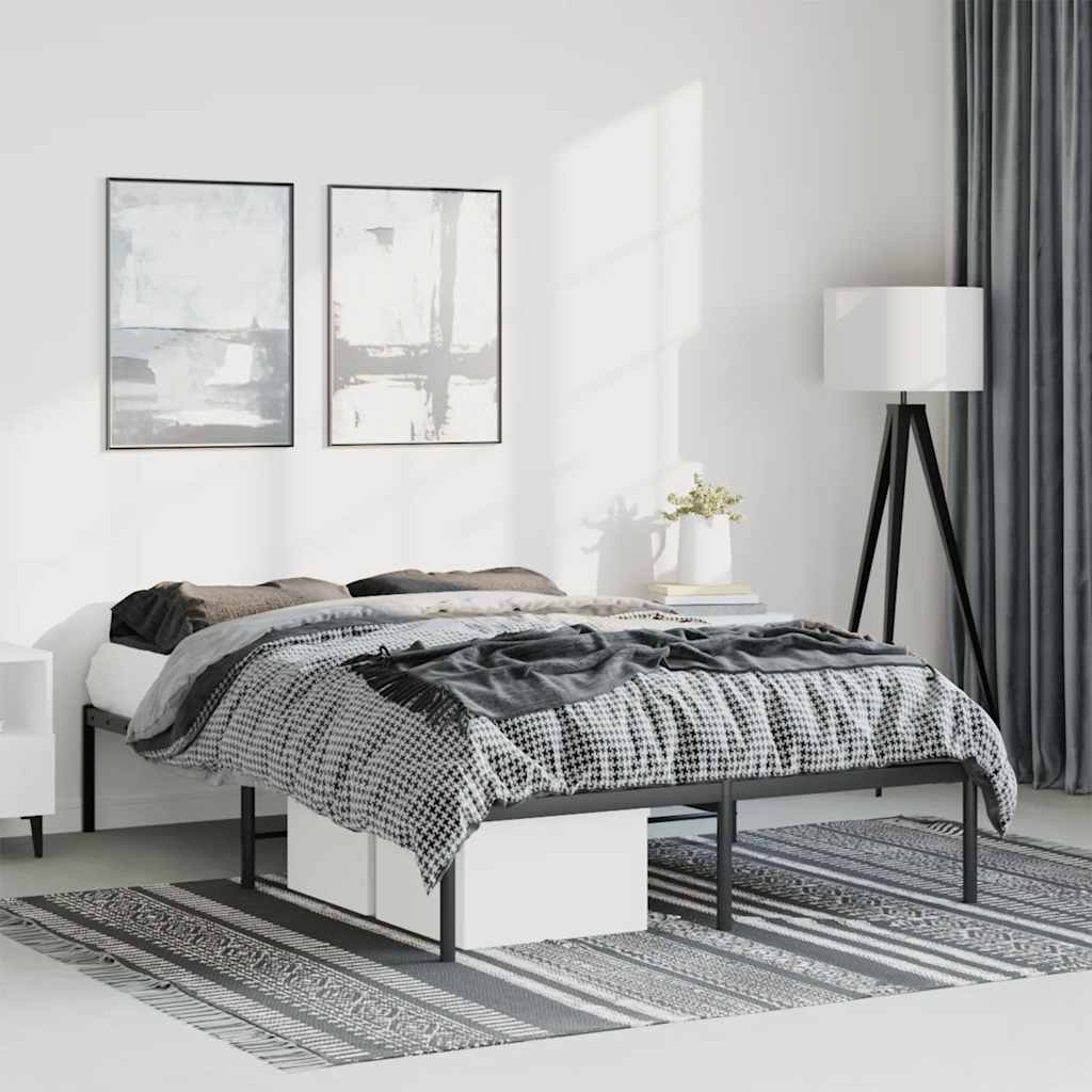 Metal Bed Frame without Mattress Black 135x190cm