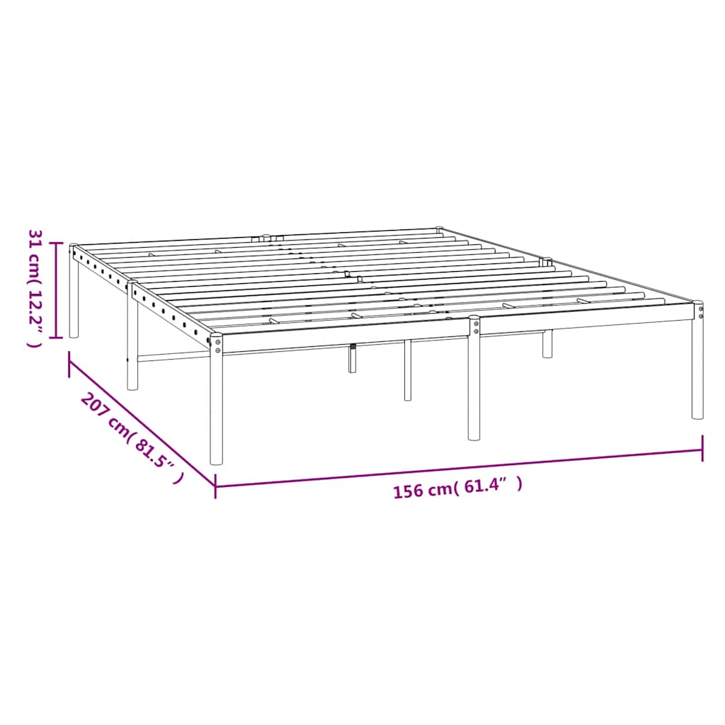 Metal Bed Frame without Mattress White 150x200cm