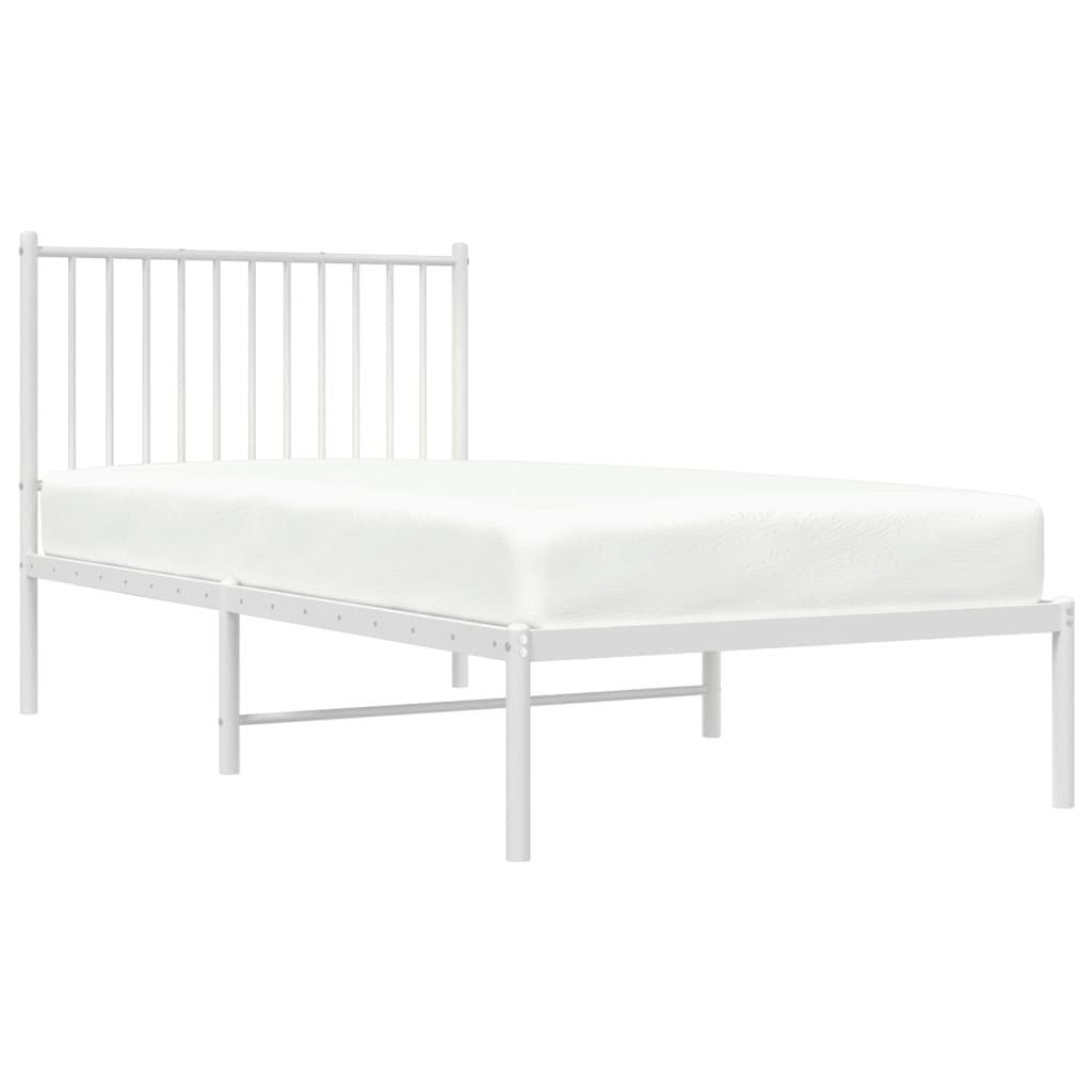Metal Bed Frame without Mattress with Headboard White 90x190cm