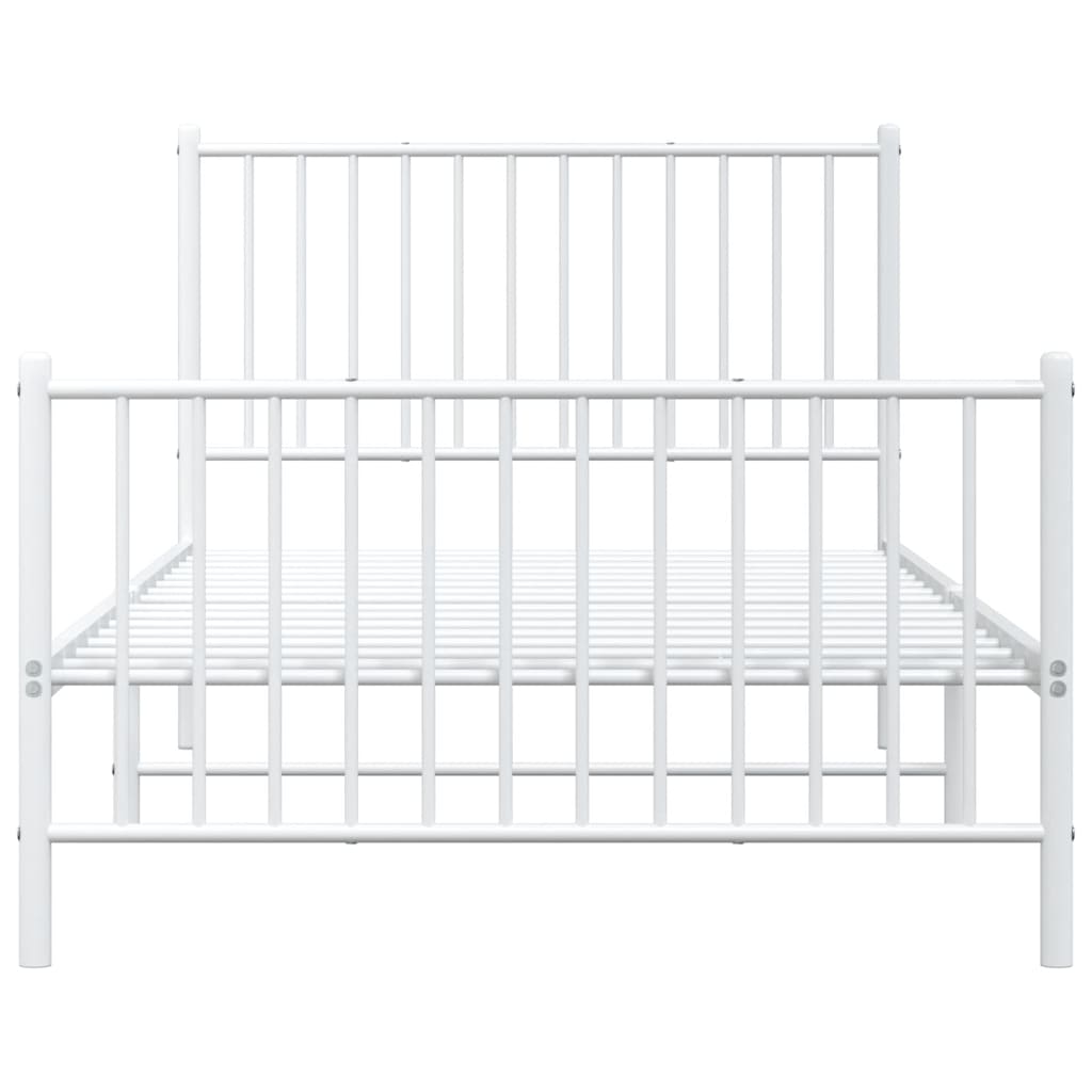 Metal Bed Frame without Mattress with Footboard White 100x200cm