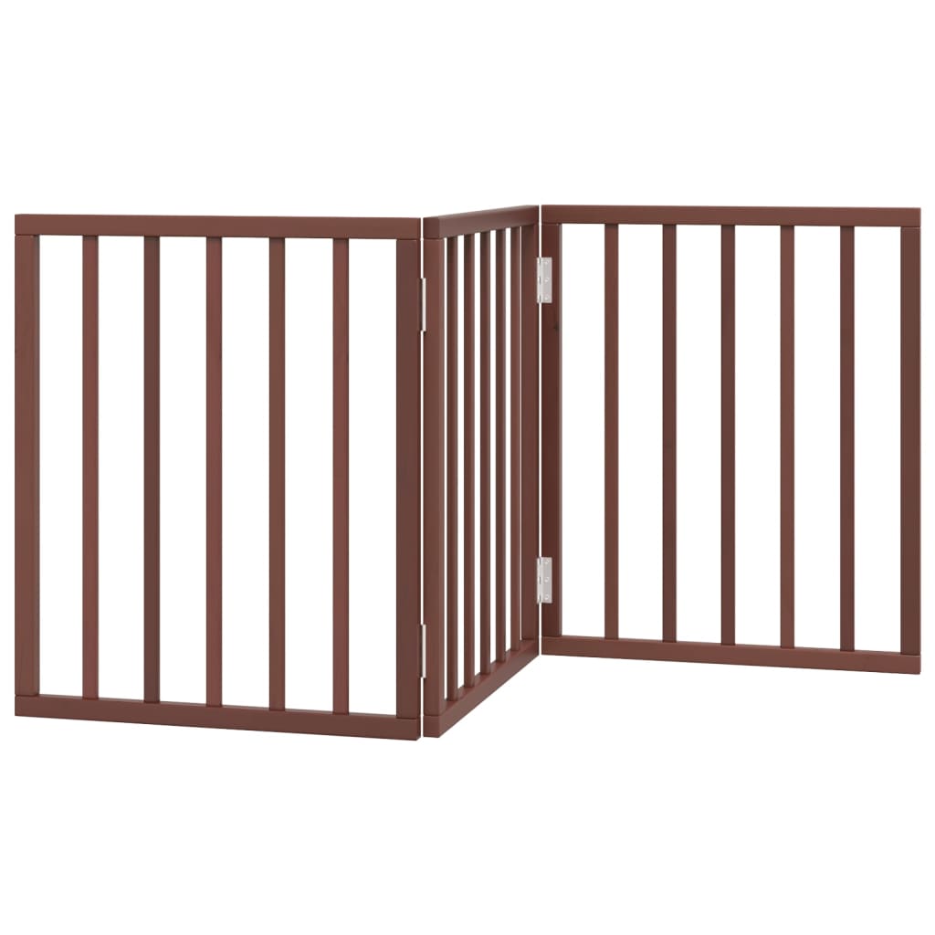Dog Gate Foldable 3 Panels Brown 150 cm Poplar Wood