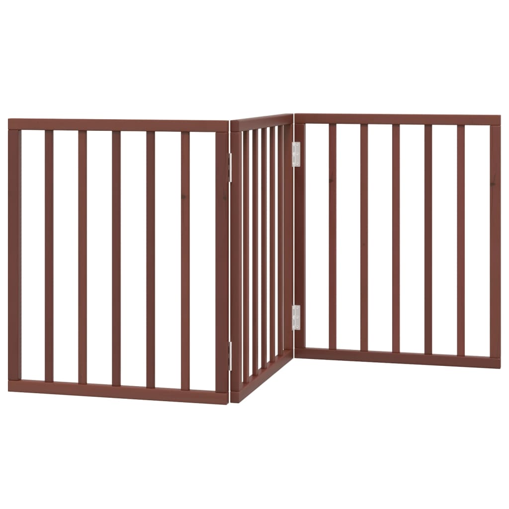 Dog Gate Foldable 3 Panels Brown 150 cm Poplar Wood