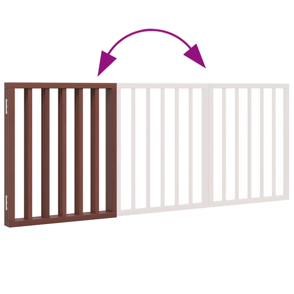 Dog Gate Foldable 3 Panels Brown 150 cm Poplar Wood