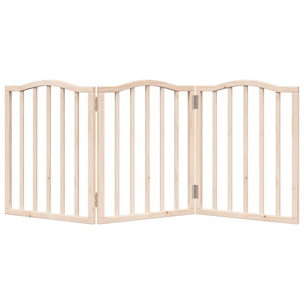 Dog Gate Foldable 3 Panels 150 cm Poplar Wood