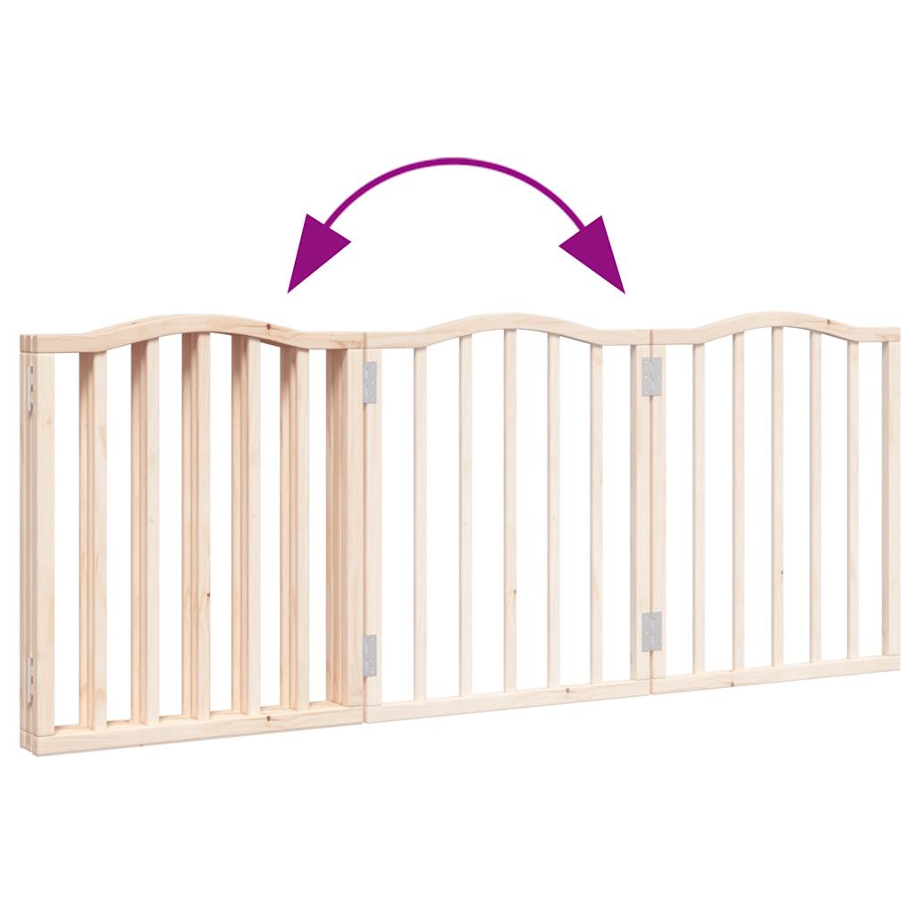 Dog Gate Foldable 3 Panels 150 cm Poplar Wood