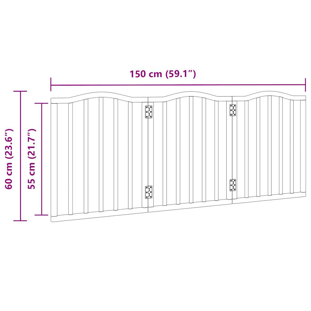 Dog Gate Foldable 3 Panels 150 cm Poplar Wood