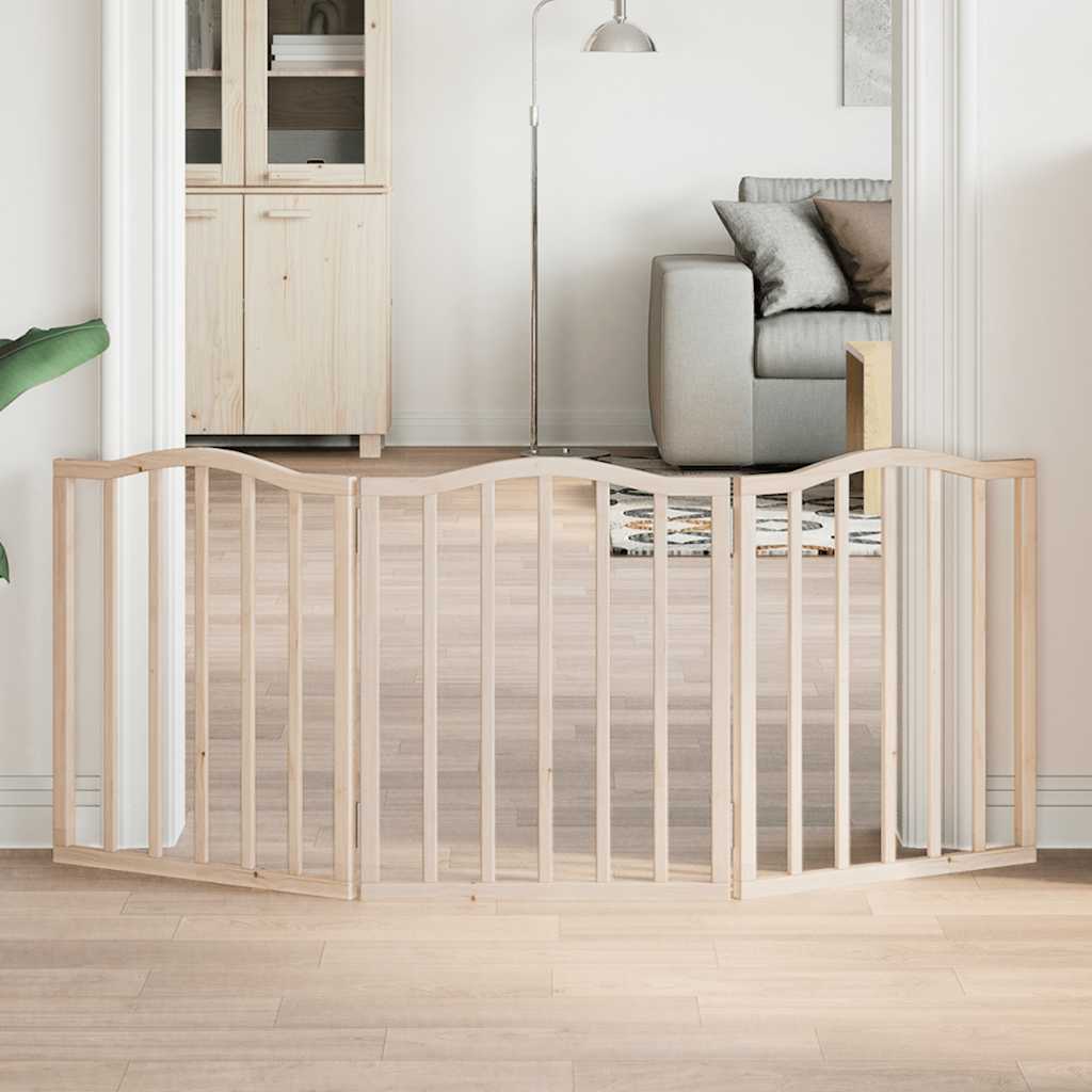 Dog Gate Foldable 3 Panels 150 cm Poplar Wood