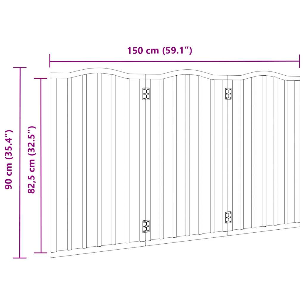 Dog Gate Foldable 3 Panels 150 cm Poplar Wood