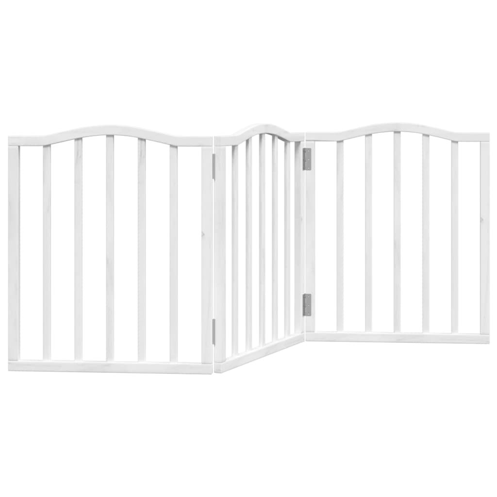 Dog Gate Foldable 3 Panels White 150 cm Poplar Wood