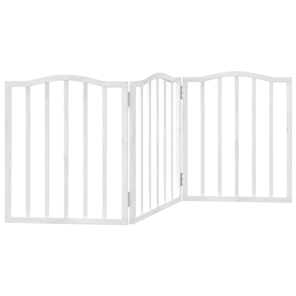 Dog Gate Foldable 3 Panels White 150 cm Poplar Wood