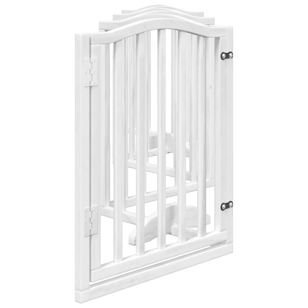 Dog Gate with Door Foldable 6 Panels White 300 cm Poplar Wood