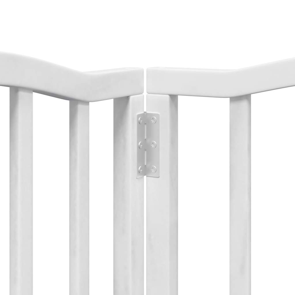 Dog Gate with Door Foldable 6 Panels White 300 cm Poplar Wood