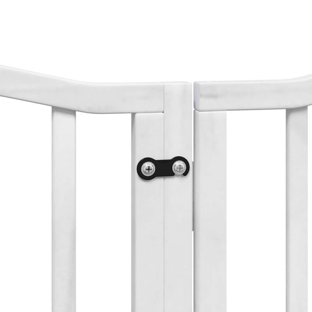 Dog Gate with Door Foldable 6 Panels White 300 cm Poplar Wood