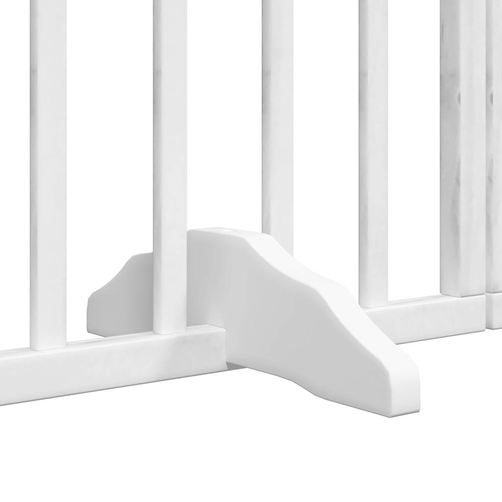 Dog Gate with Door Foldable 6 Panels White 300 cm Poplar Wood