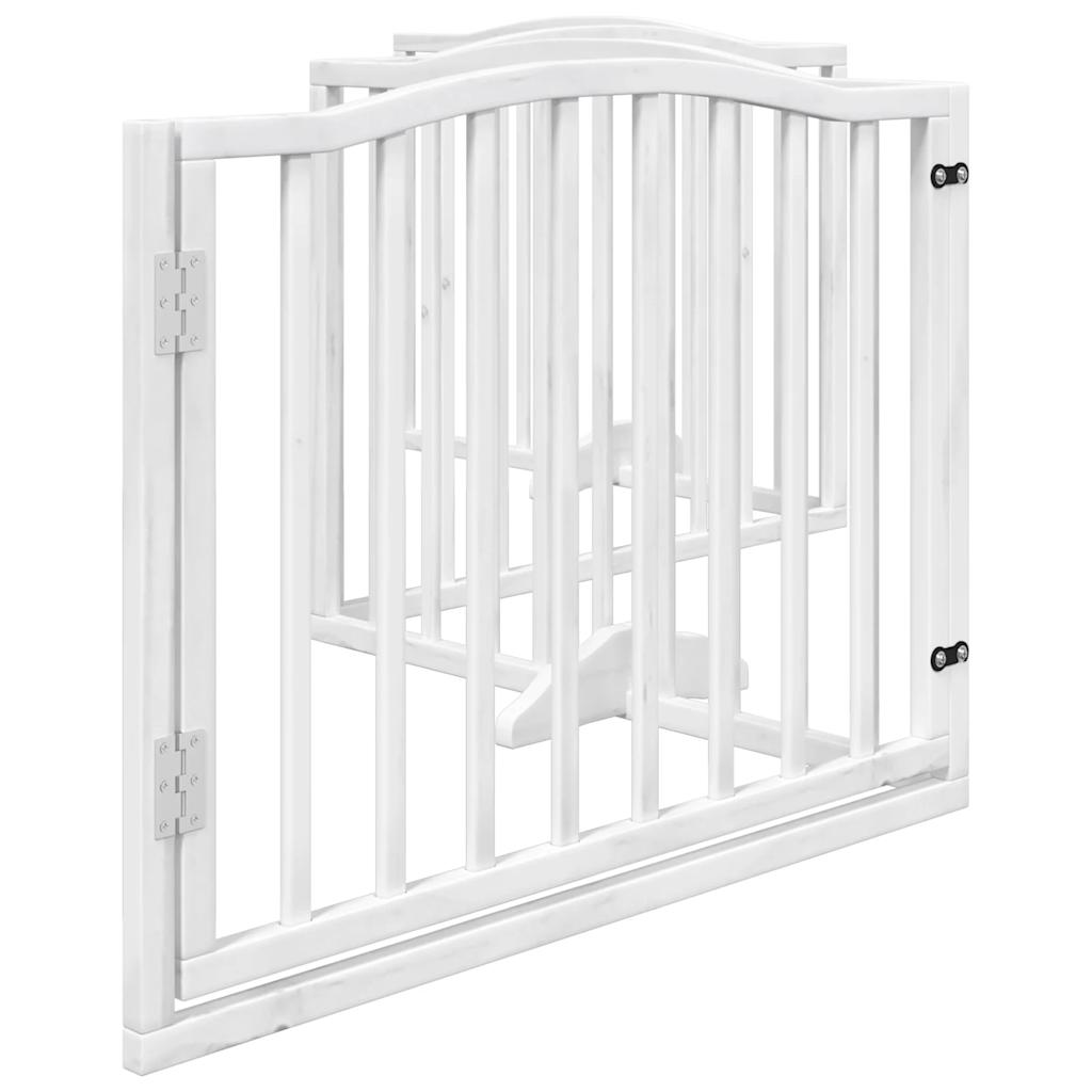 Dog Gate with Door Foldable 4 Panels White 320 cm Poplar Wood