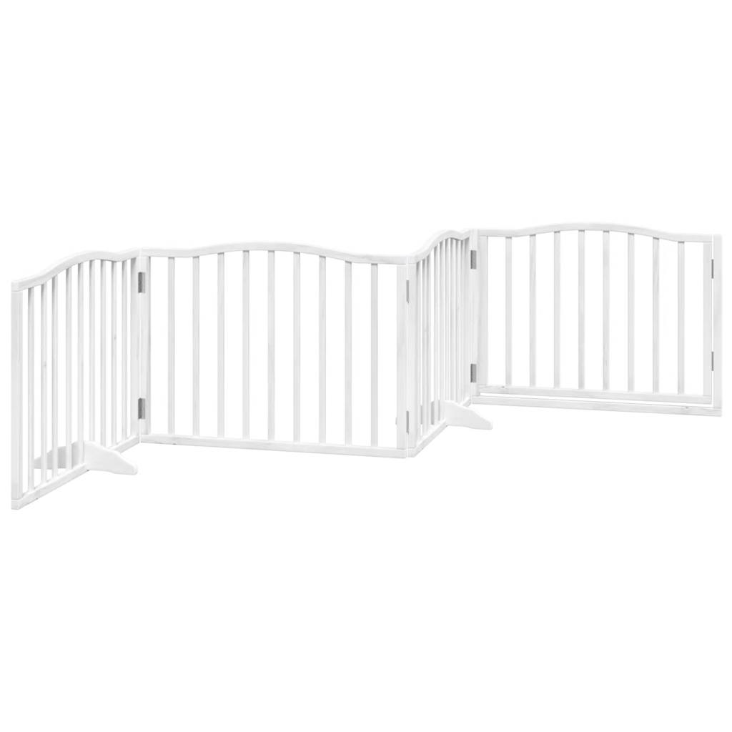Dog Gate with Door Foldable 4 Panels White 320 cm Poplar Wood