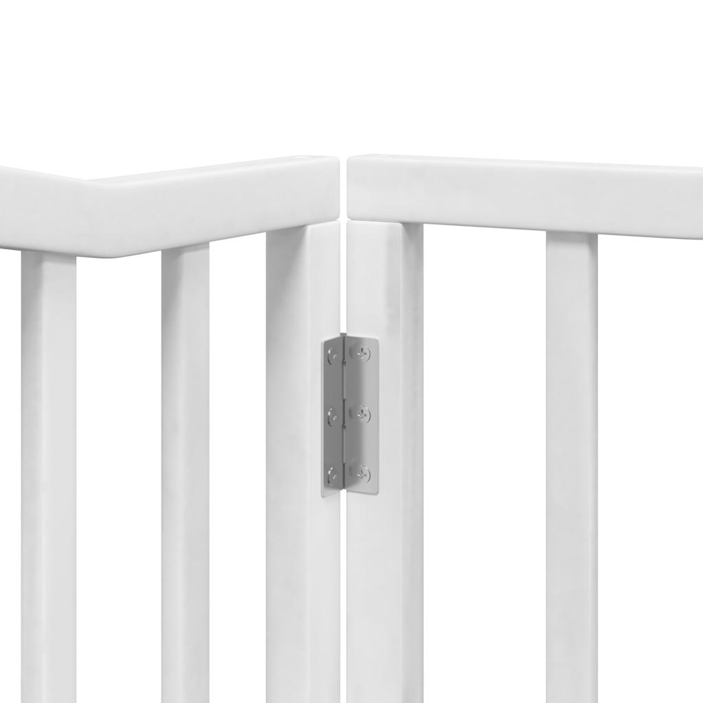 Dog Gate with Door Foldable 4 Panels White 320 cm Poplar Wood