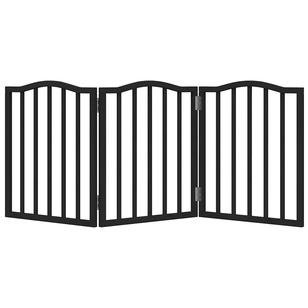 Dog Gate Foldable 3 Panels Black 150 cm Poplar Wood